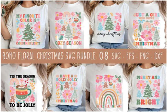 Boho Floral Christmas SVG Bundle