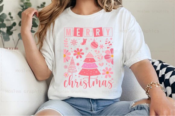 Boho Pink Merry Christmas SVG