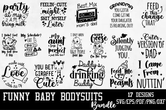 Funny Baby Bodysuits SVG Bundle Design