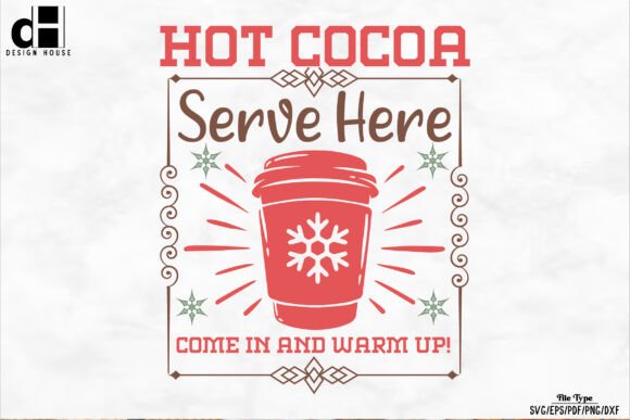 Vintage Christmas Sign Hot Cocoa SVG PNG